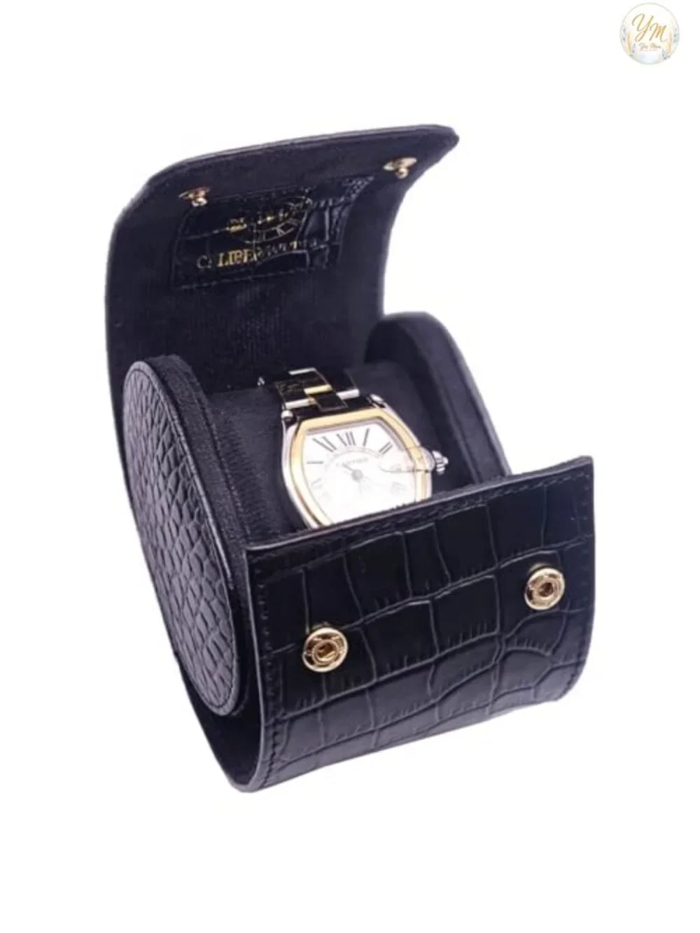 Genuine Napa Leather Watch Roll Travel Case for 3 Watches, Velvet Interior, Mens